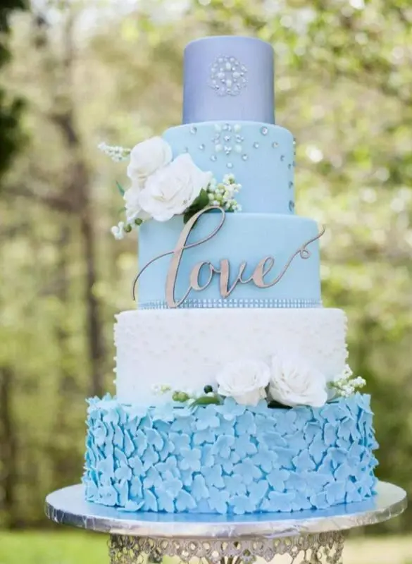 Blue Assorted Flavors Wedding Cake