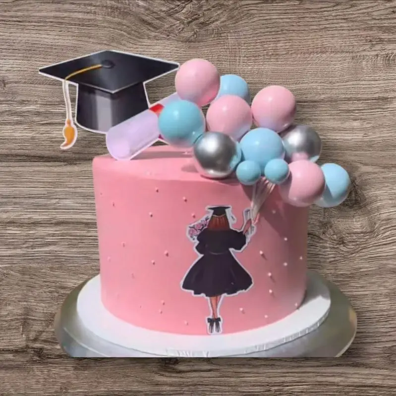 Blueberry Pink & Blue Graduation Cake