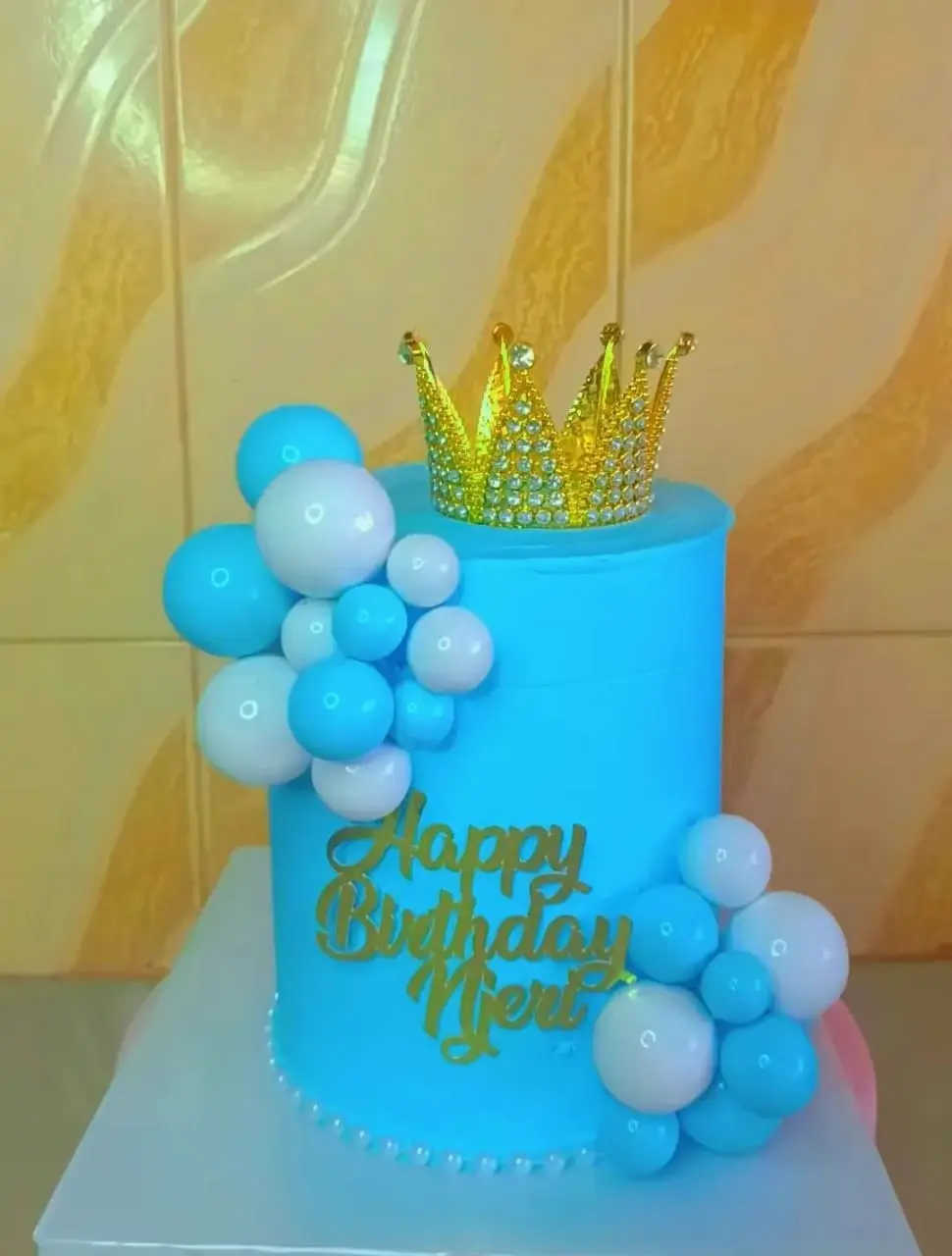Classic Blue and White Birthday Cake