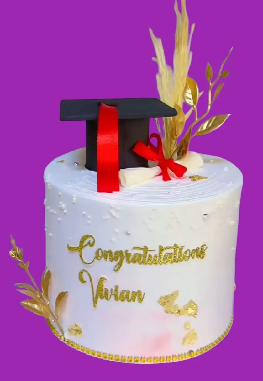 Classic White and Gold Celebration Cake