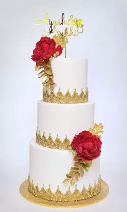 Elegant Gold Assorted Flavors Wedding Cake Jaytal House Of Cake