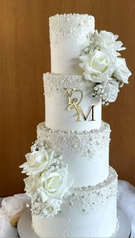 Elegant White Assorted Flavors Wedding Cake
