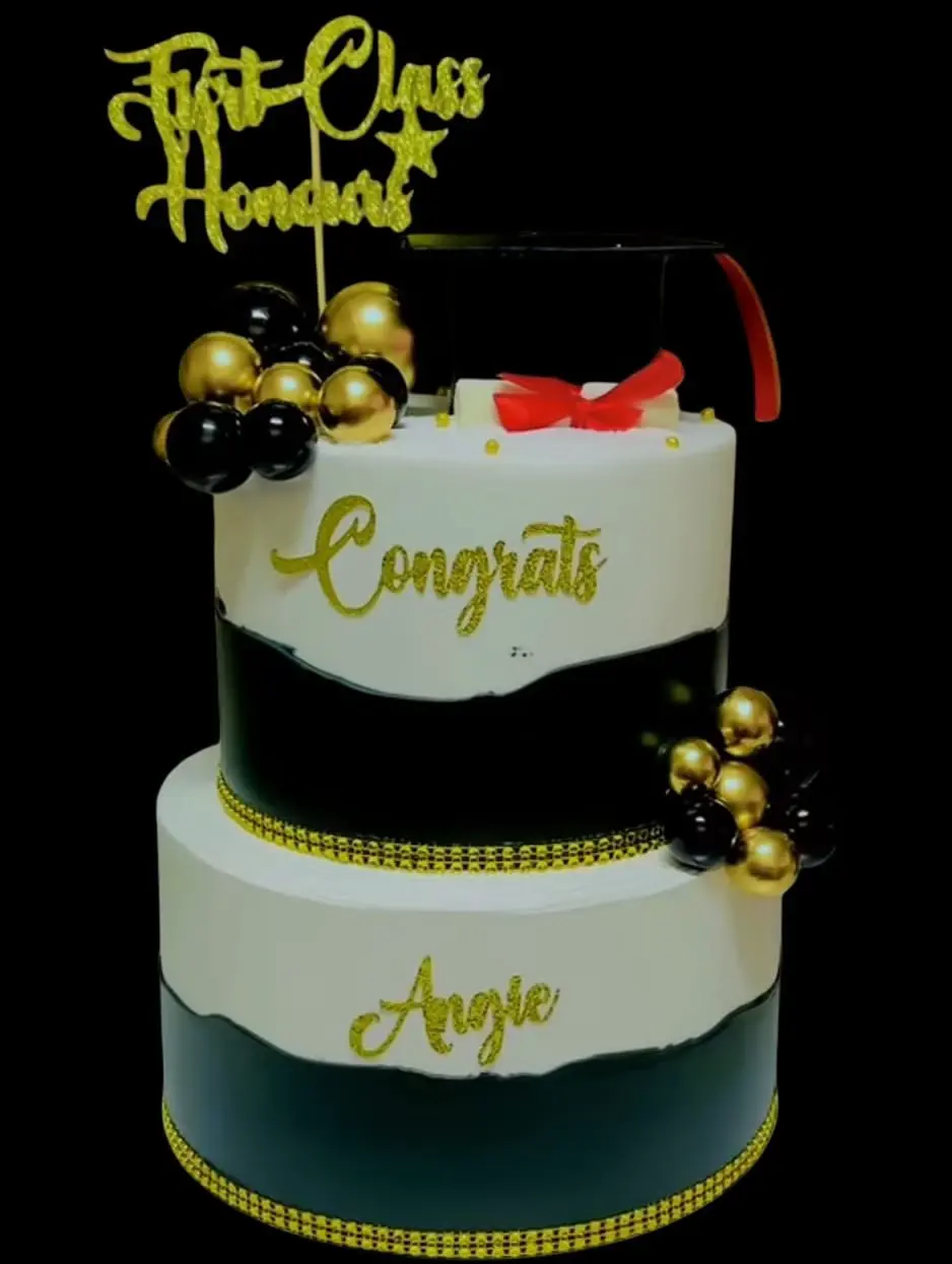 Jaytal House Of Cake Prestige Black, White and Gold Graduation Cake