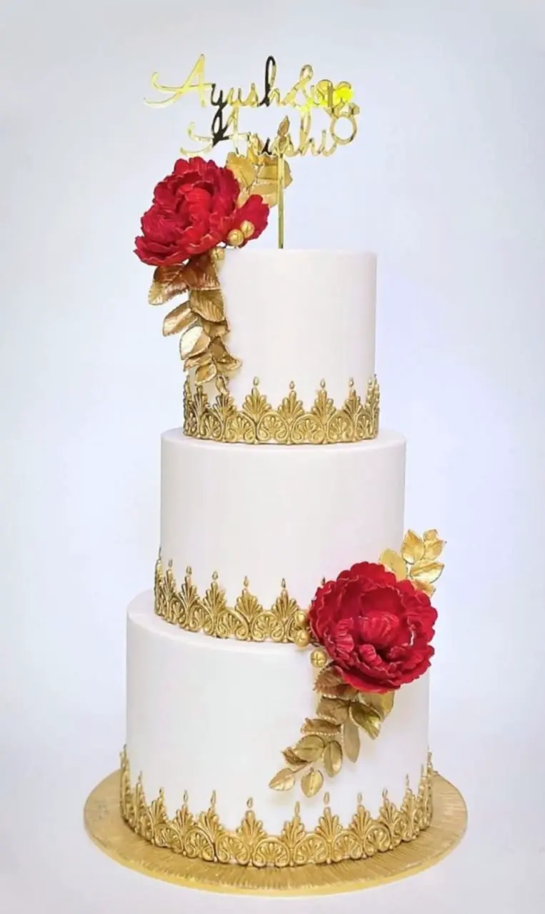 Elegant Gold Assorted Flavors Wedding Cake