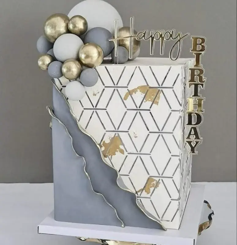 Elegant Grey and White Strawberry Fondant Cake